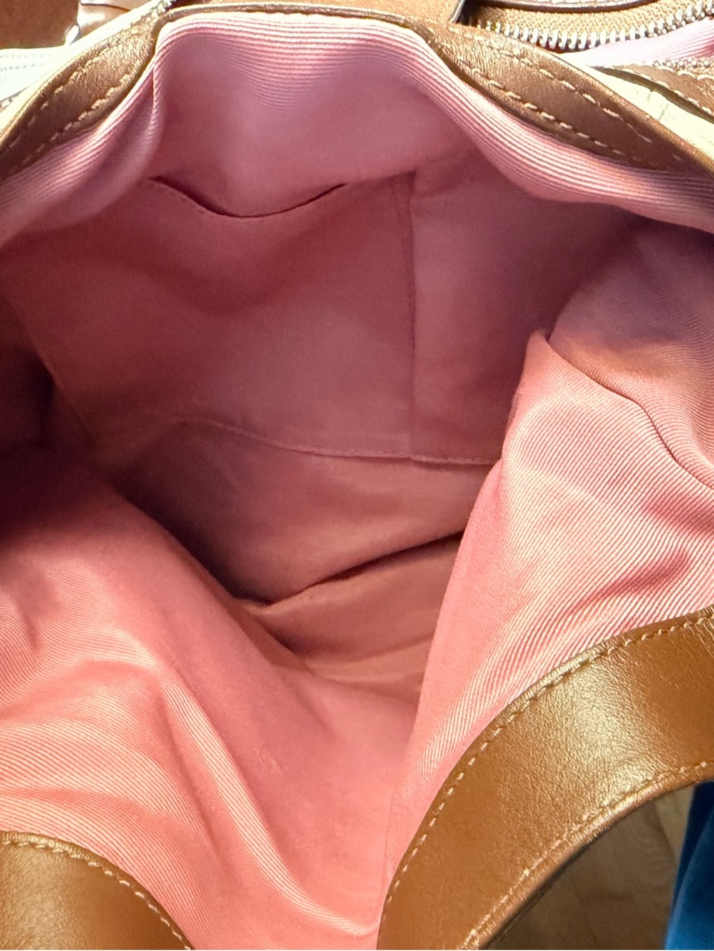 Authentic Coach Cream and Brown Leather Accent Boho Hobo Purse - Picture 2 of 6